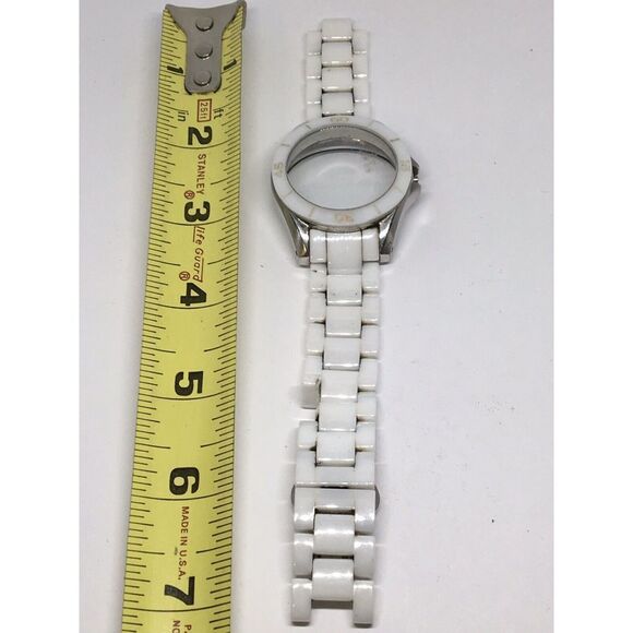 Michael Kors Ceramic Watch Bracelet Case Links Parts Band 18mm White A610 - Picture 1 of 4